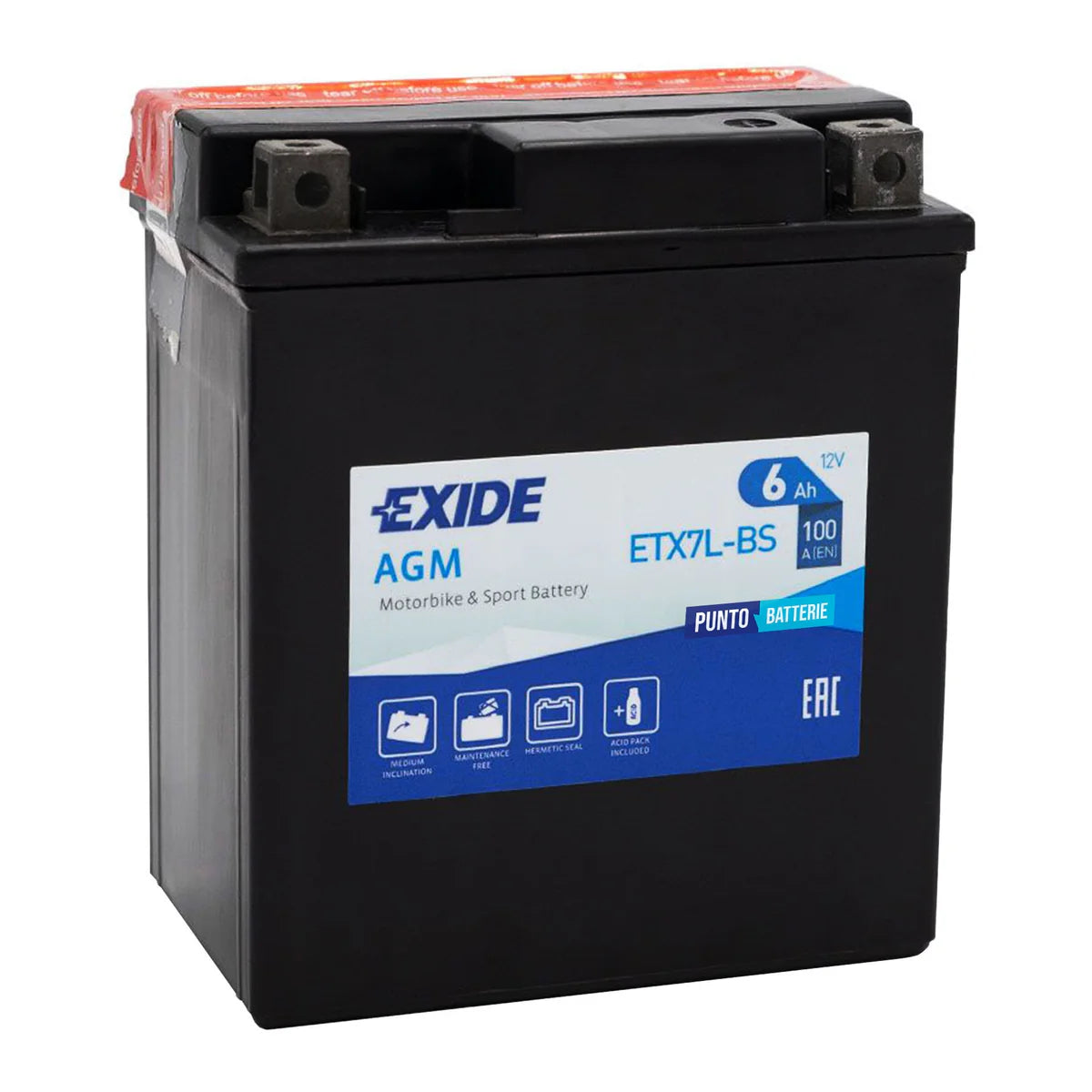 BATTERIA MOTO AGM ETX7L-BS 6 AH 12 V 100 A